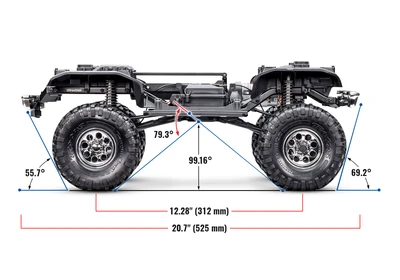 זחלן טרקסס 1/10 דגם TRX-4 הנעה 4X4 דגם שברולט K5 בלייזר בצבע שחור מטאלי מהדורה מוגבהת מוכן לנסיעה