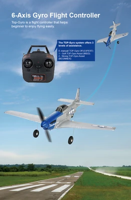 טיסן חשמלי TOP-RC ארבעה ערוצים למתקדמים כנף תחתית דגם מוסטנג P-51D